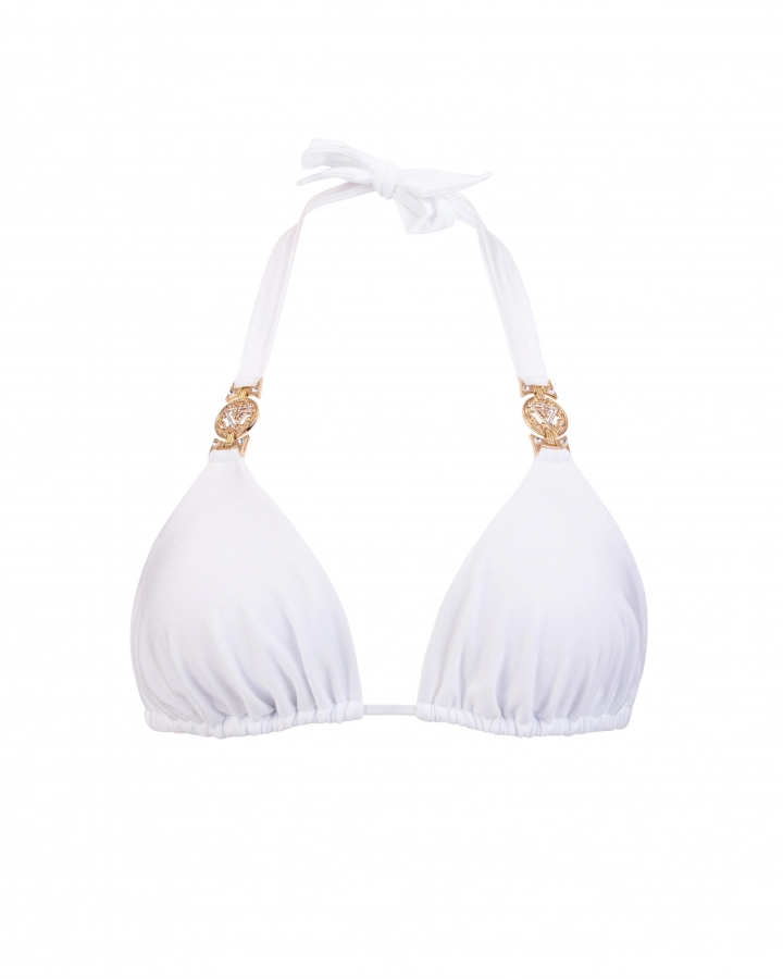 White Triangle Bikini Top With Removable Pads S Vivien Vance